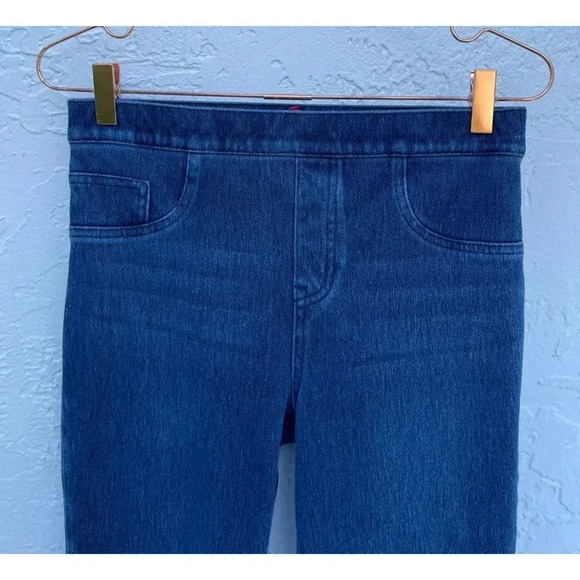 SPANX Womens Pull On High Rise Elastic Waist Skinny Leggings Jeans Blue Sz M - Picture 3 of 13